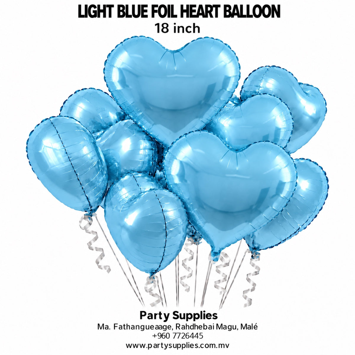 18-inch Light Blue Foil Heart Balloon