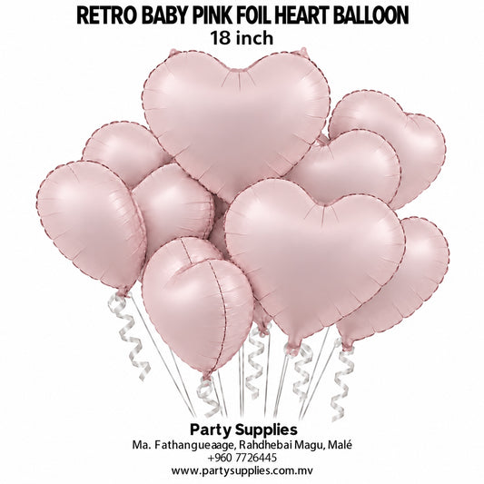 Retro Baby Pink Foil Heart Balloon 18 inch