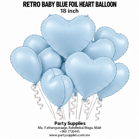 Retro Baby Blue Foil Heart Balloon 18inch