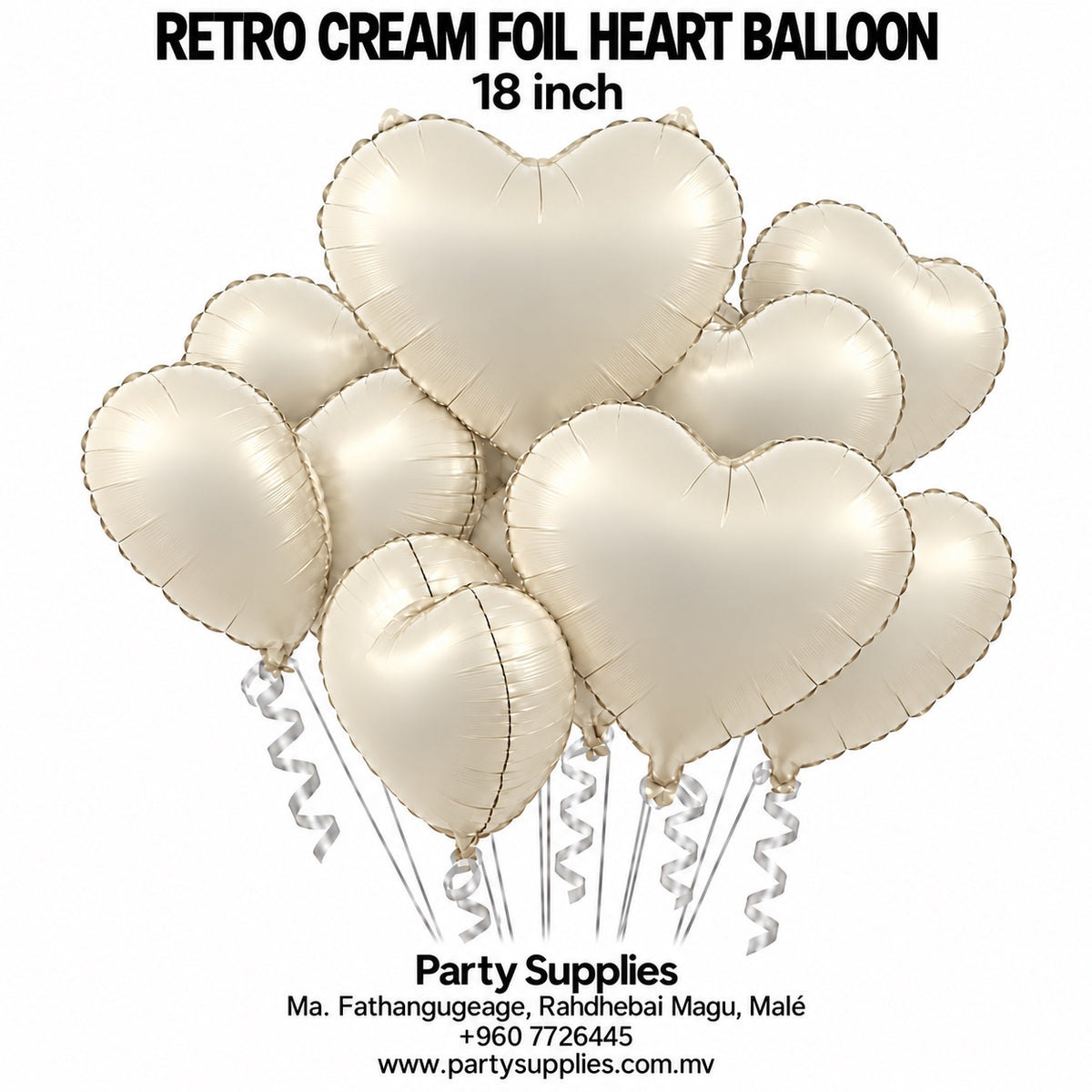 18-inch Retro Cream Foil Heart Balloon