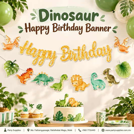 Dinosaur Happy Birthday Banner