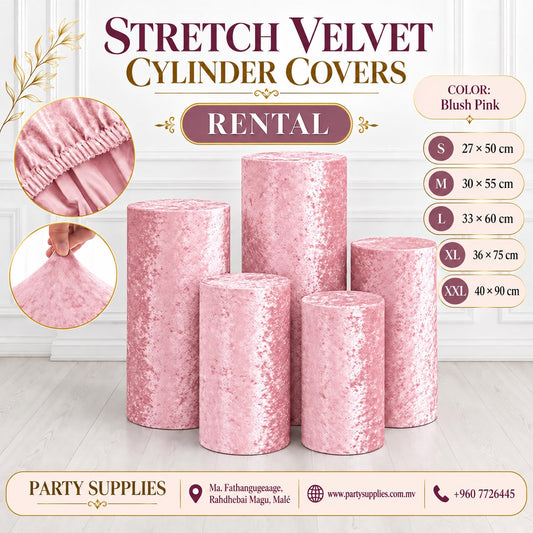 Blush Pink Stretch Velvet Cylinder Covers for RENT